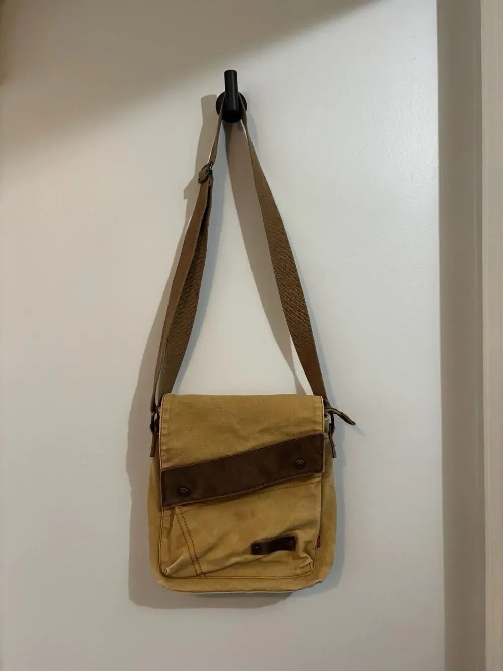 Augur Boho Canvas & Leather Cross Body Bag Purse Utility Messenger Military Tote - Picture 1 of 6